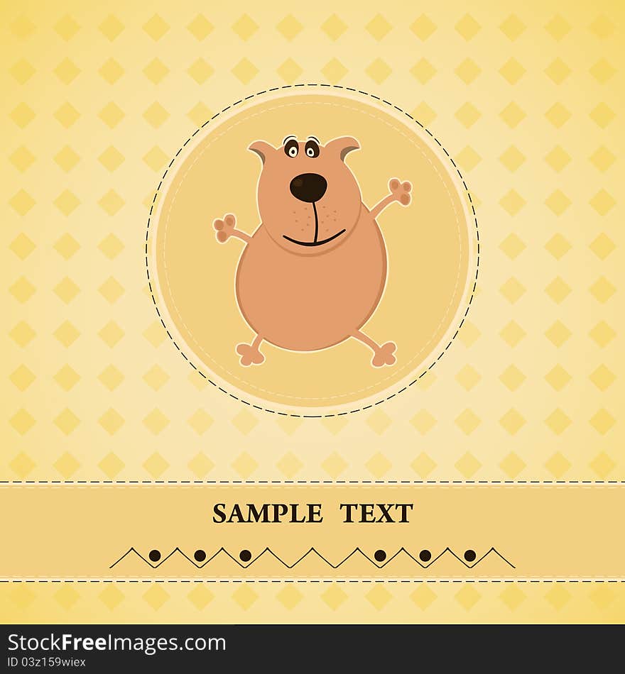 Greeting card with cute red dog. Greeting card with cute red dog