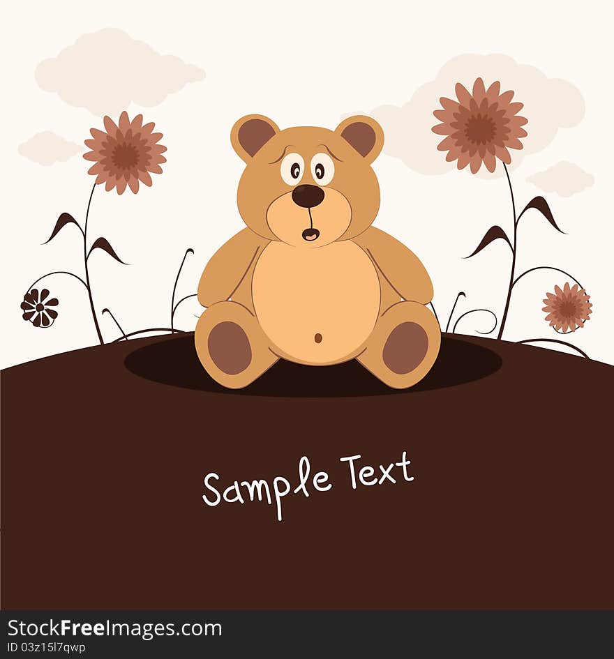 Cartoon illustration of Cute Bear sitting On the Grass. Cartoon illustration of Cute Bear sitting On the Grass