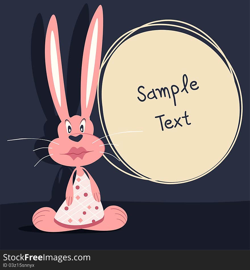 Card with rabbit and place for your text. Card with rabbit and place for your text