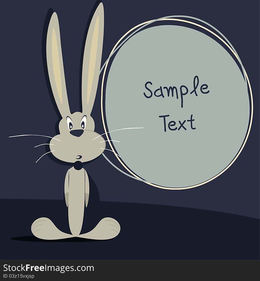 Card with rabbit and place for your text. Card with rabbit and place for your text