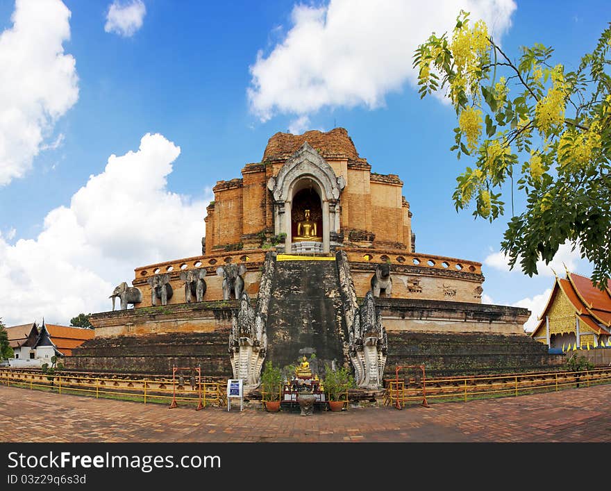 Ancient pagoda built with bricks.