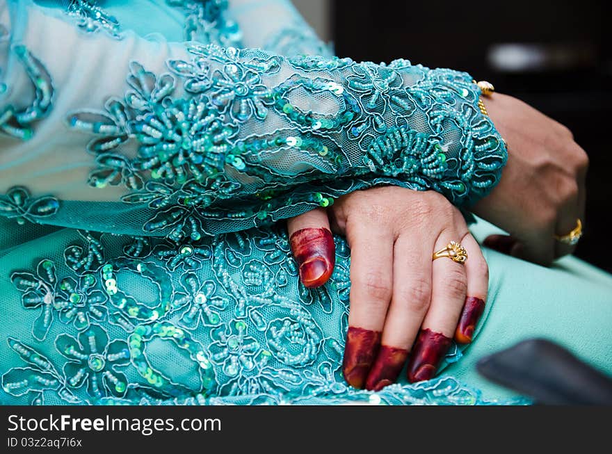 Bride's hand wearing henna