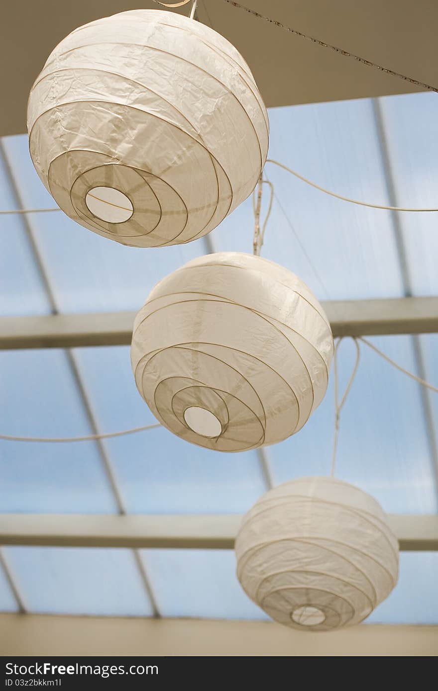 Decorative balls decorate the interior of the restaurant