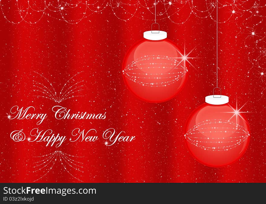 Decorative Christmas background with hanging baubles