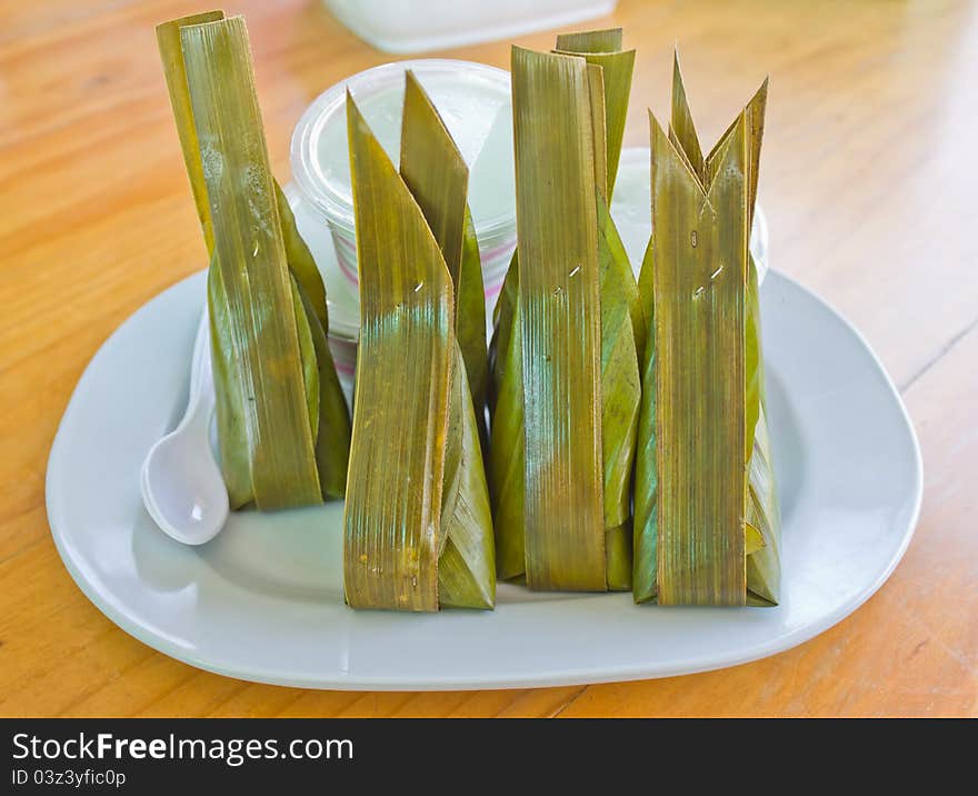 Candy wrapped in banana leaves to preserve nature. Candy wrapped in banana leaves to preserve nature.