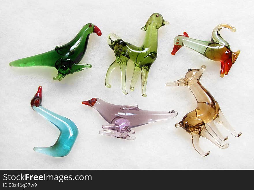 Tiny antique toy glass animals