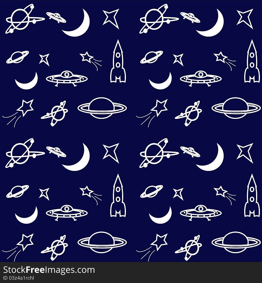 Cartoon ufo spaceship seamless pattern. Vector illustration. Cartoon ufo spaceship seamless pattern. Vector illustration.