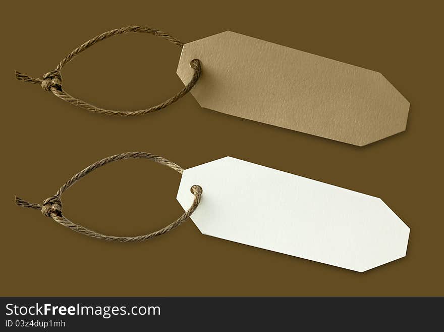 Two Blank tag on Brown background