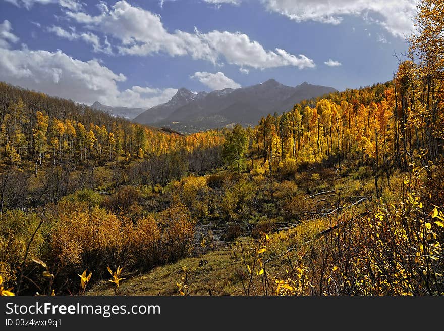 Mountain valley with fall colors. Mountain valley with fall colors