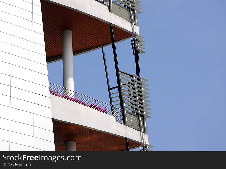 Modern architectural balcony of building. Modern architectural balcony of building