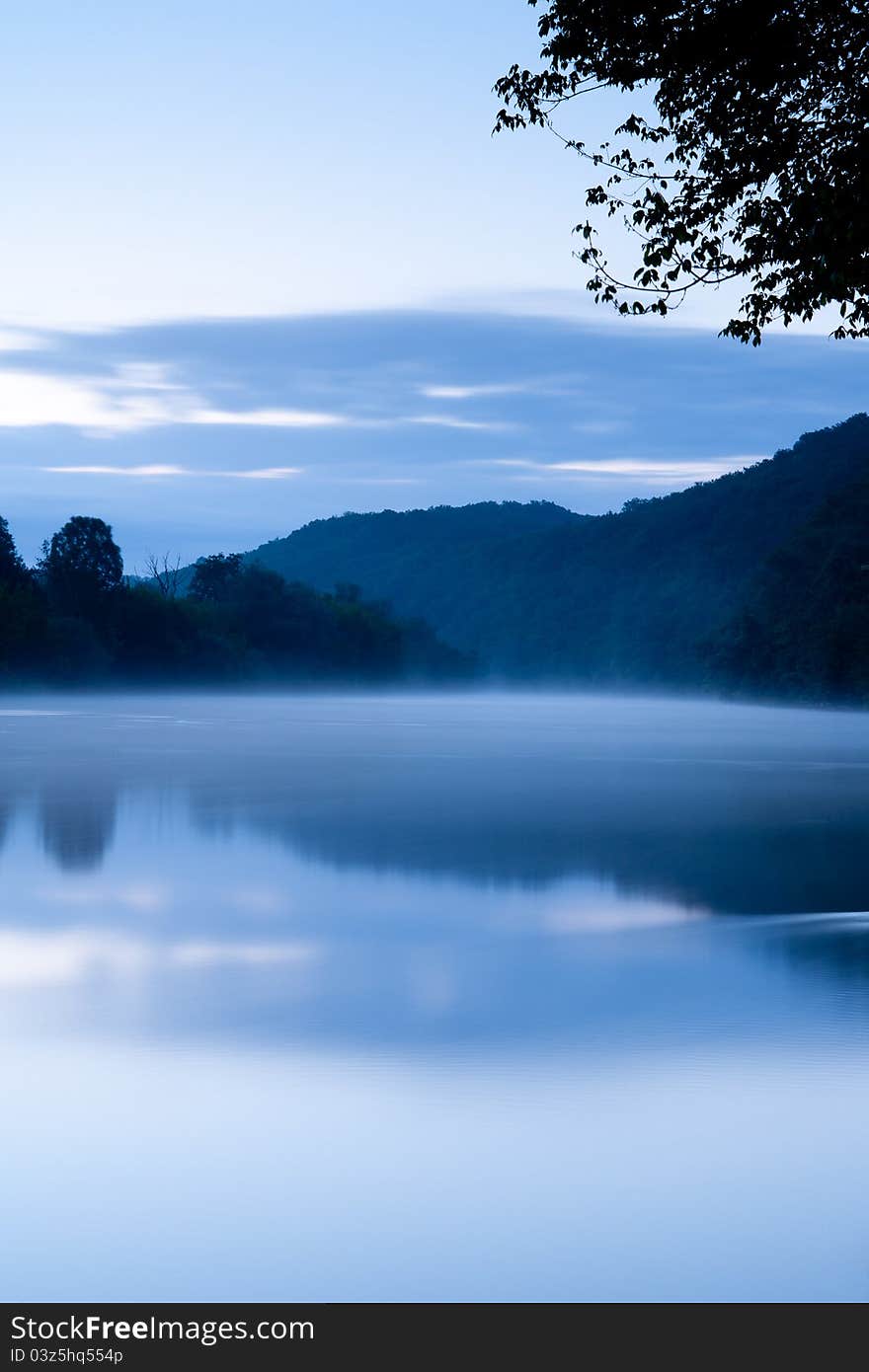 A misty river