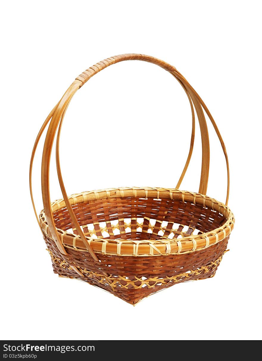 Bamboo weave basket isolated on a white background