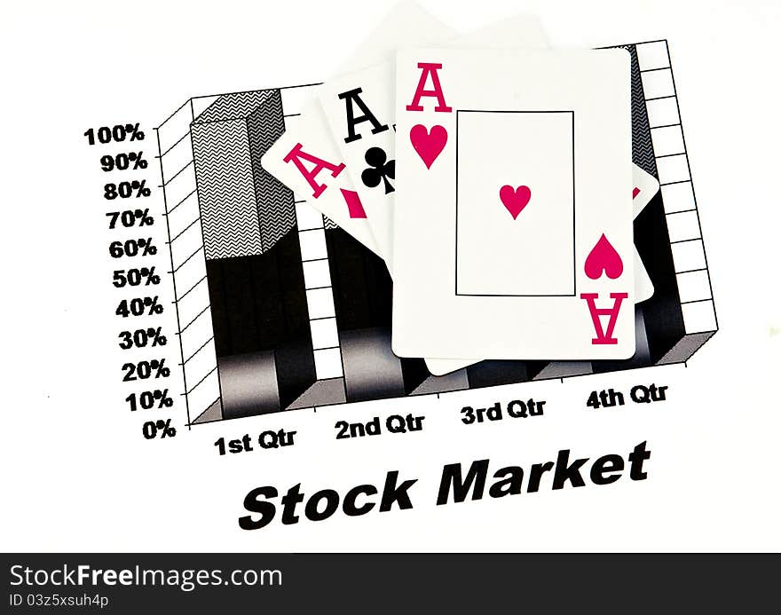 Stock market graph with ace cards. Stock market graph with ace cards