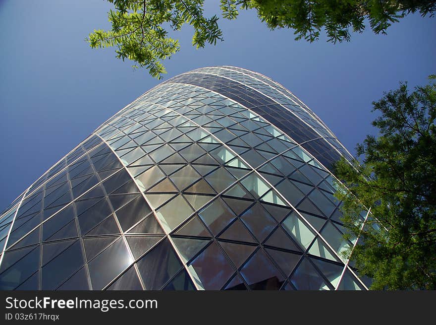 The iconic gherkin building in london. The iconic gherkin building in london