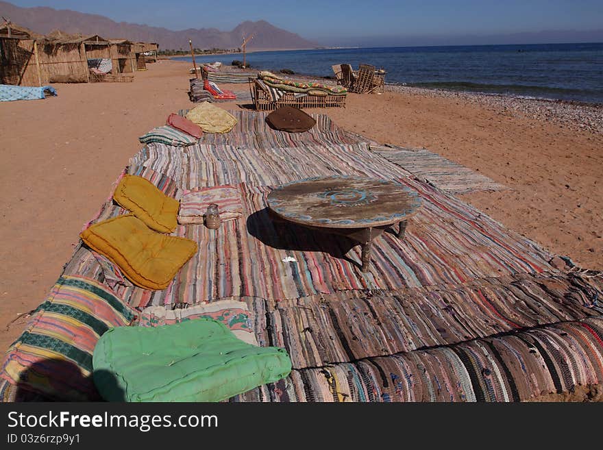 Place for rest and relaxation on the Red Sea shore. Place for rest and relaxation on the Red Sea shore