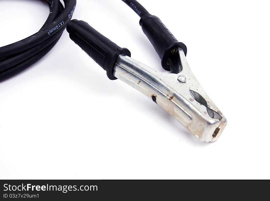 Jumper cables  on white background. Jumper cables  on white background