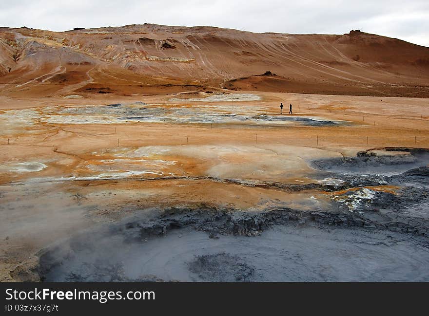 Namaskard in Iceland is an area of hot geothermal spots near famous lake Myvatn 
The solfataras and fumaroles fields Namaskard. Namaskard in Iceland is an area of hot geothermal spots near famous lake Myvatn 
The solfataras and fumaroles fields Namaskard