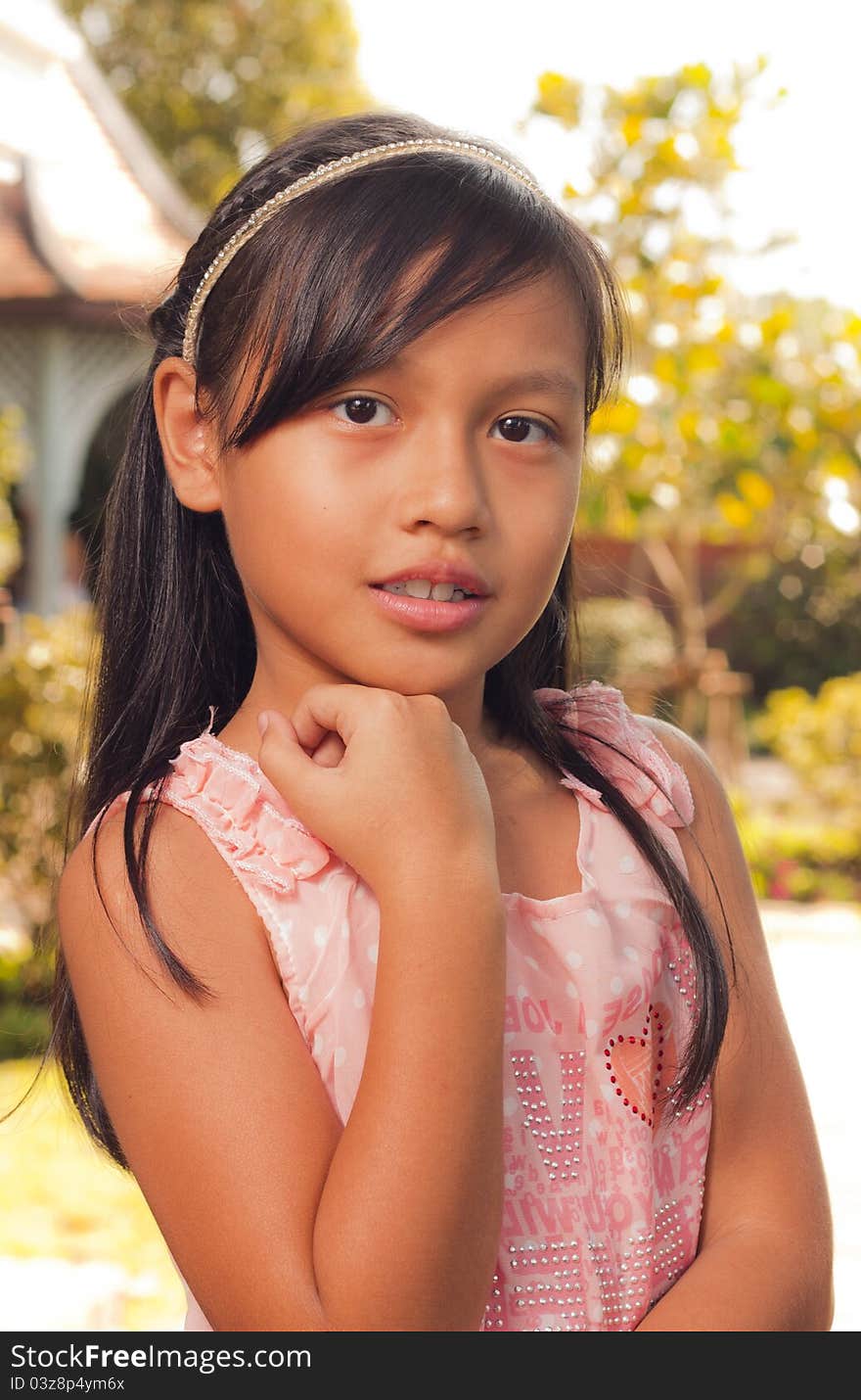 Little asian girl smile with shallow focus. Little asian girl smile with shallow focus