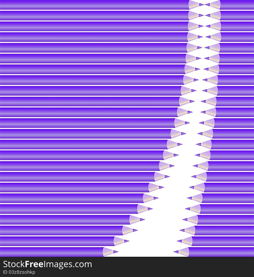 Asymmetric semicircular background of purple pencils. Asymmetric semicircular background of purple pencils