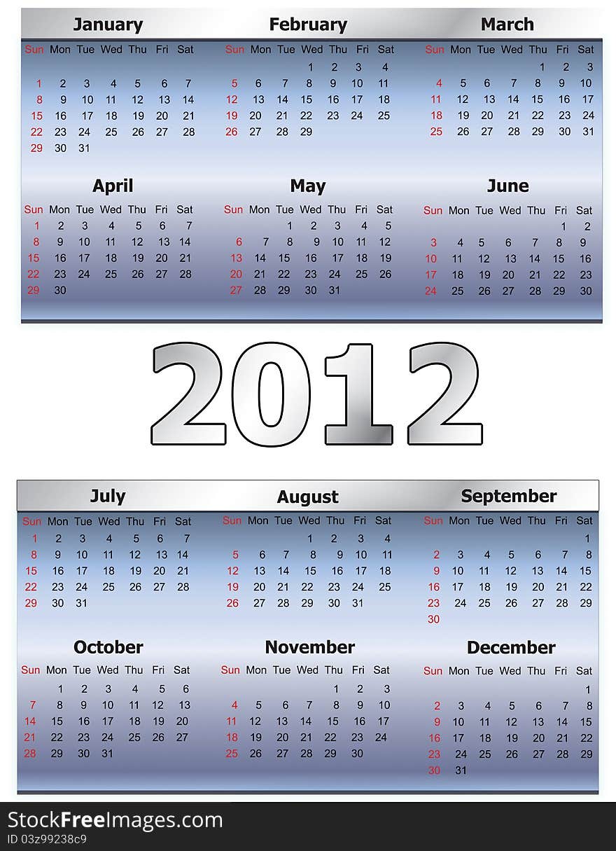 Vector illustration of 2012 calendar. Vector illustration of 2012 calendar