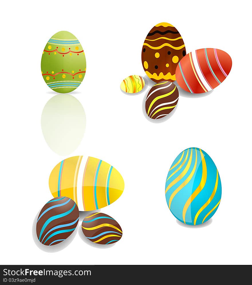 Swirl and shiny easter eggs set