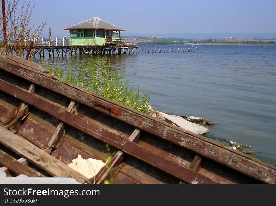 Amateur pier with pile-dwelling. Amateur pier with pile-dwelling.