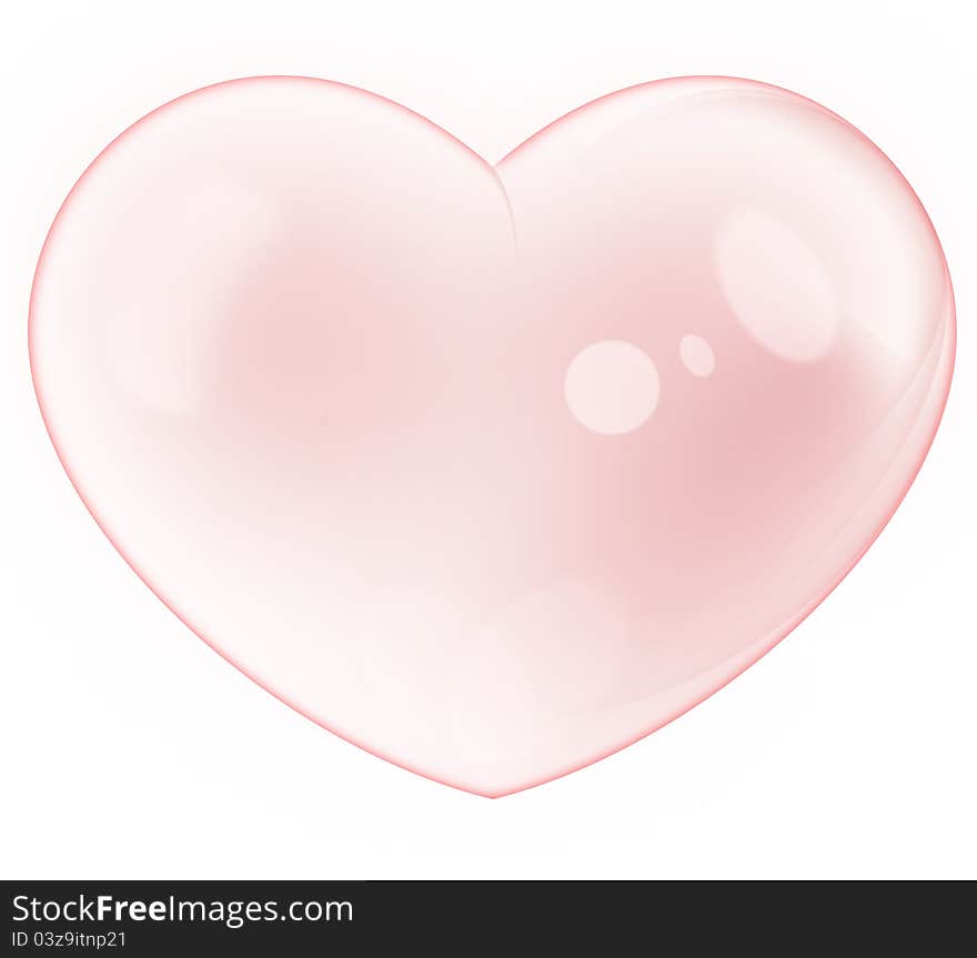 Valentine's Day and Love Symbol.Red Crystal Heart Isolated on White Background