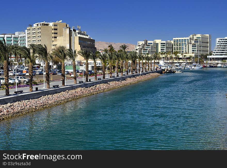 View On Marina And Promenade In Eilat, Israel