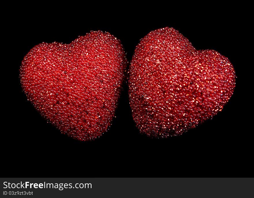 Hearts on a black background. Hearts on a black background