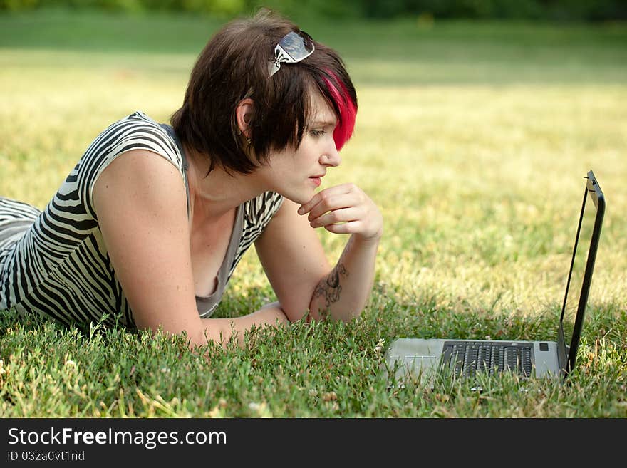 Punk Woman On Laptop