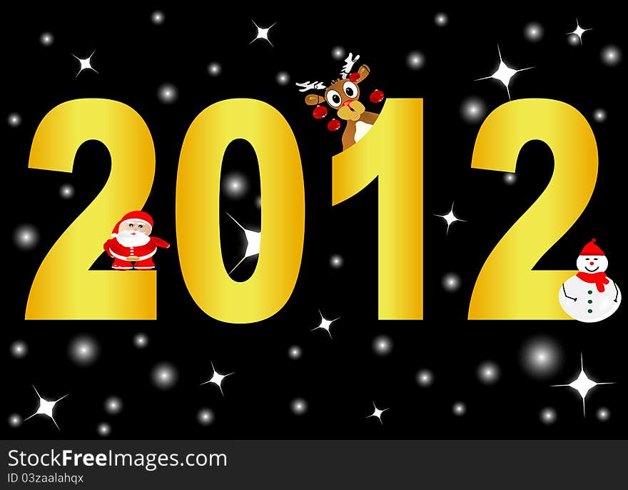 Fund new year 2012 with pictures of Christmas decorations