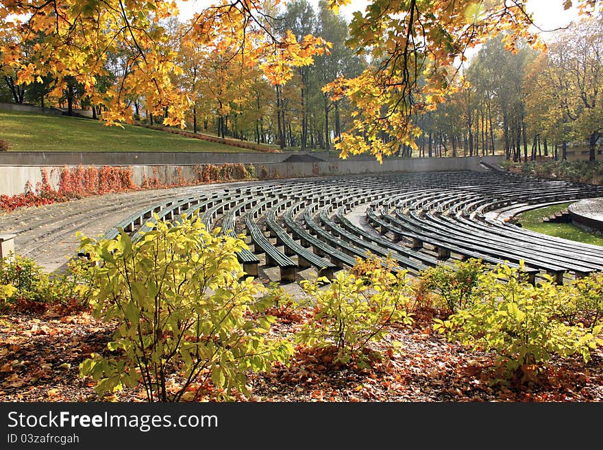 Beautiful autumn in the city park