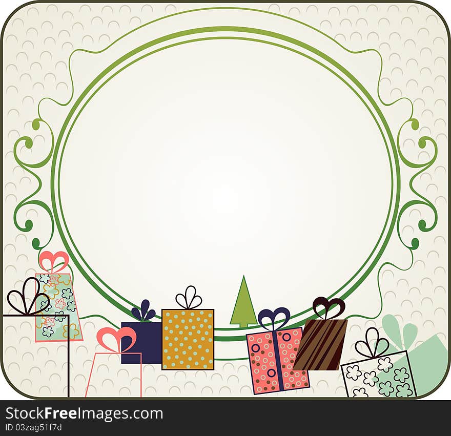 Abstract Christmas frame in the style retro.