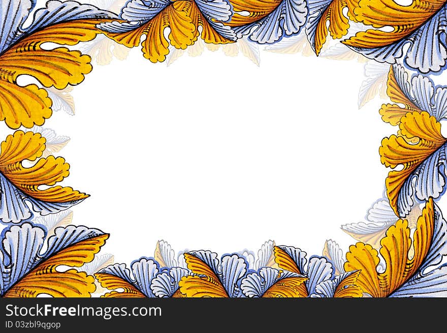 Painting of leaf photo frame for background