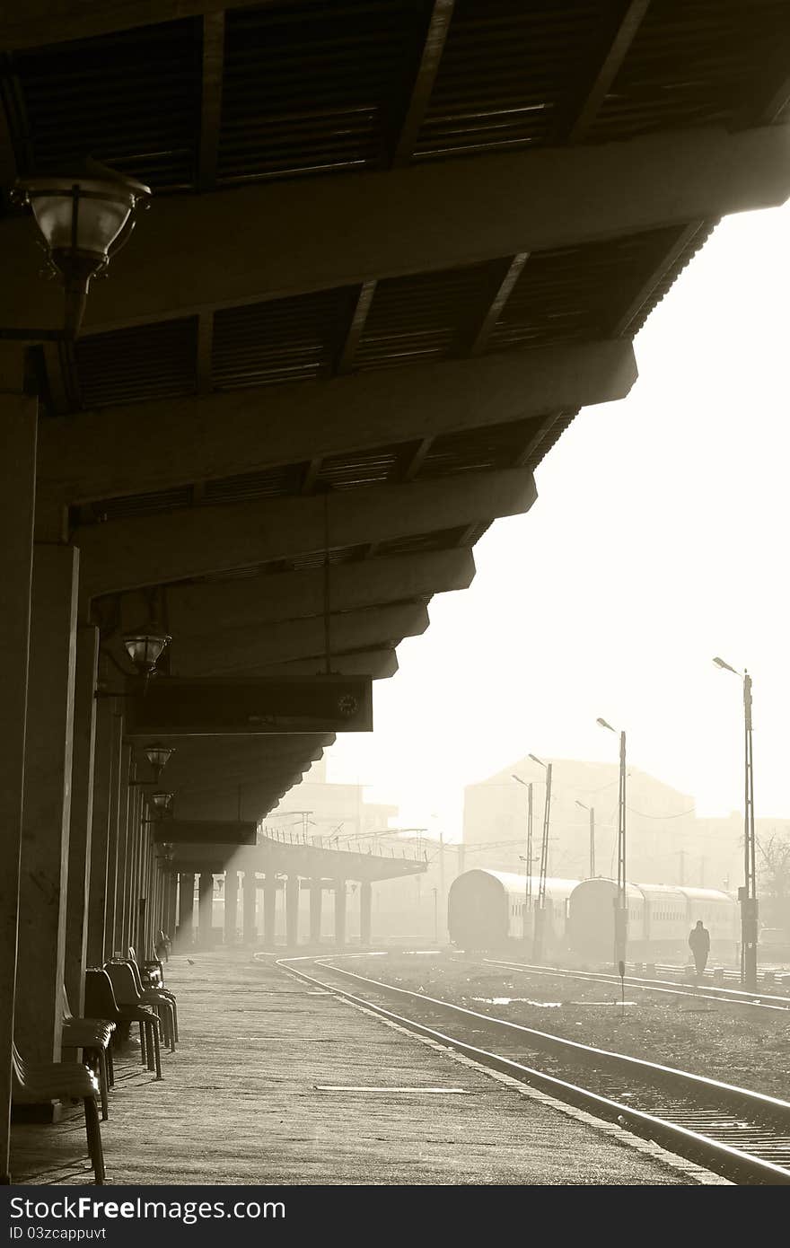 Platform And Railroad Tracks