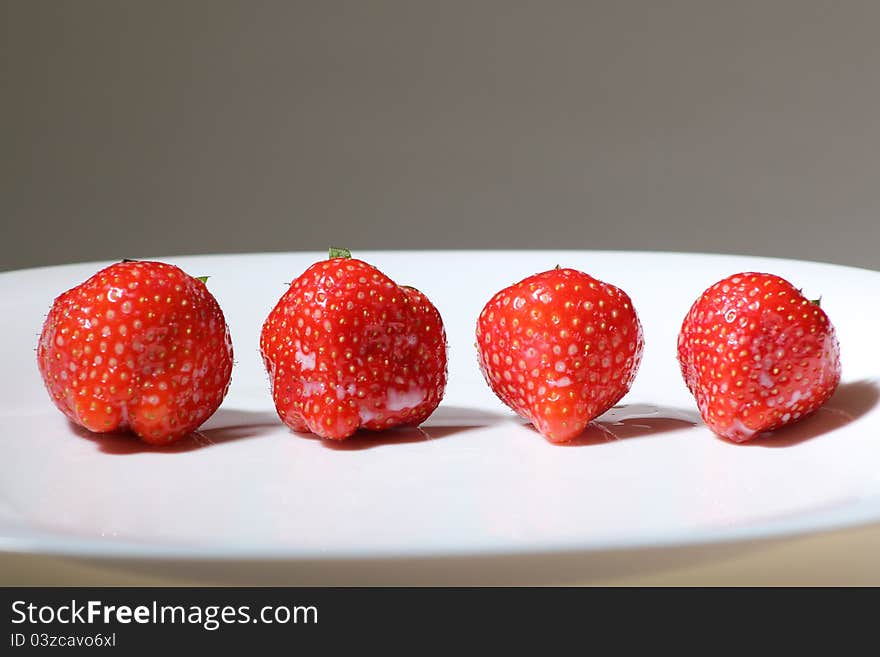 Four red strawberry