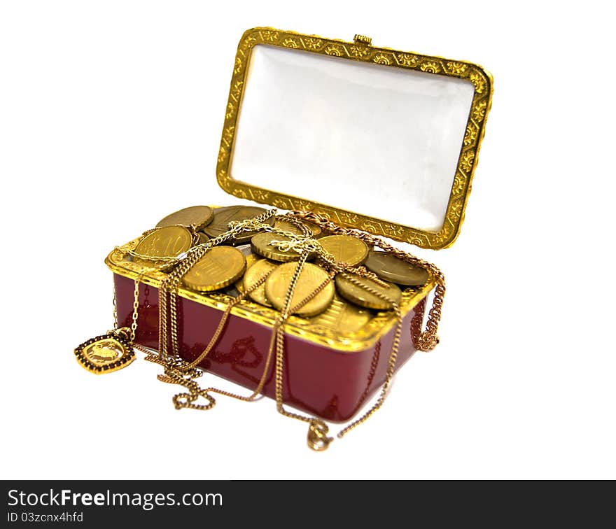 Treasure chest on white background