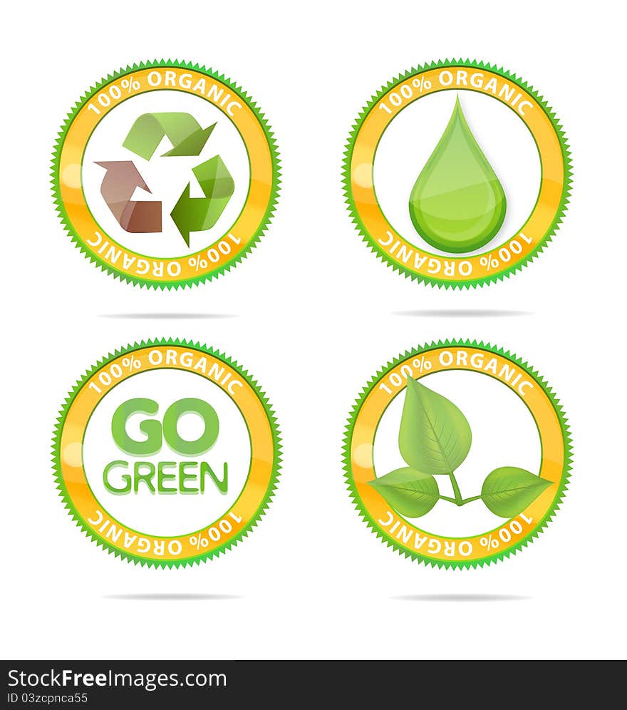 Green Nature Eco Emblems Set Isolated