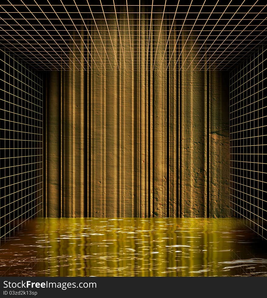 Abstract dungeon cell room background