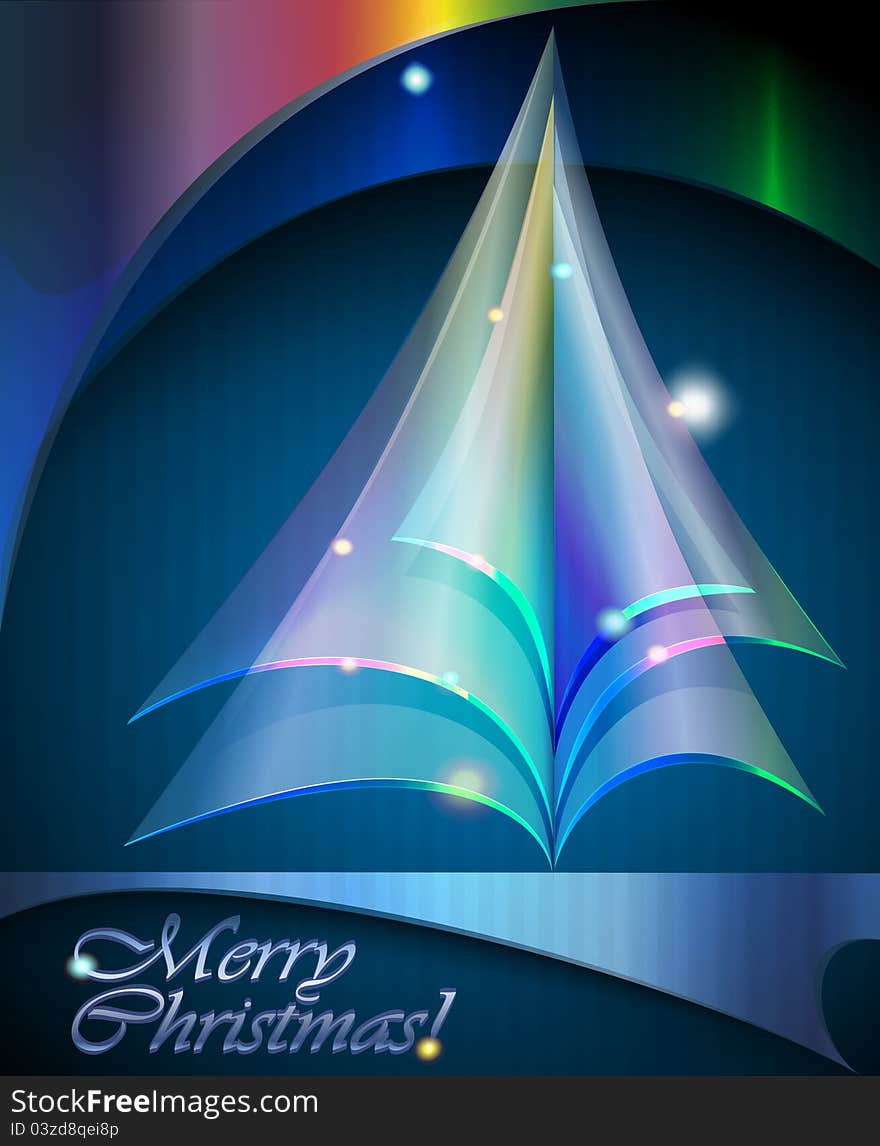 Christmas background. Transparent Christmas tree.