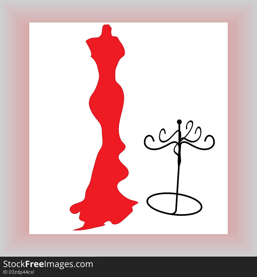 Silhouette female mannequin and black iron hanger