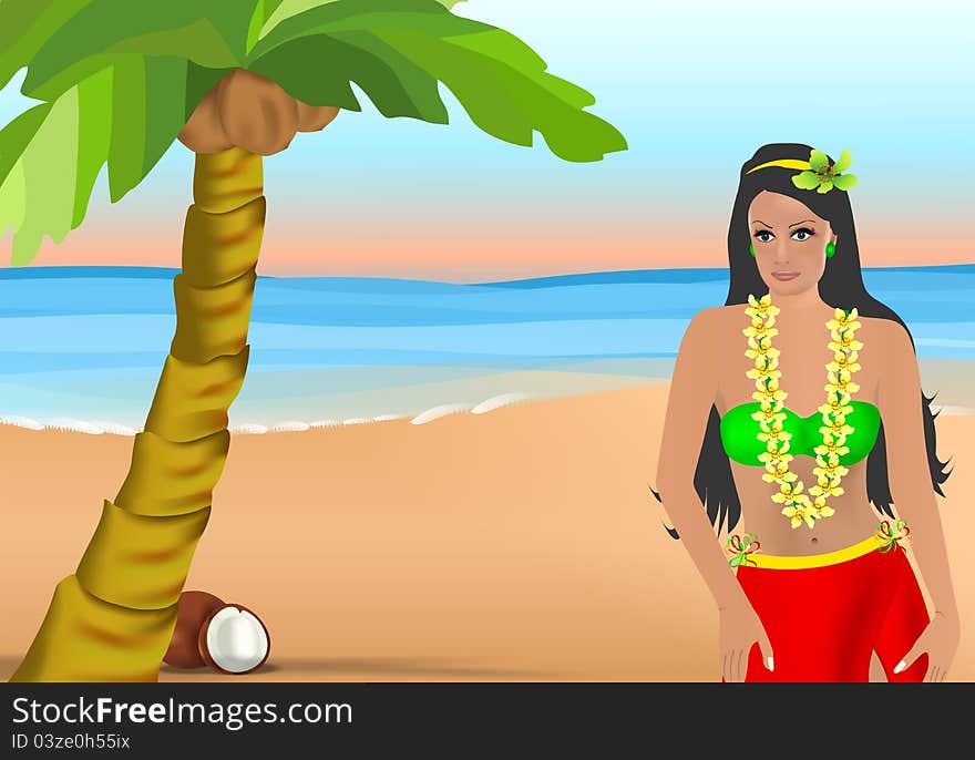 Coconut girl, cdr vector