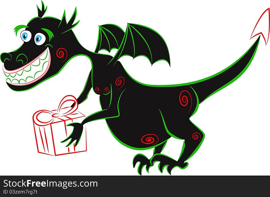 Black dragon on a white background, vector graphics