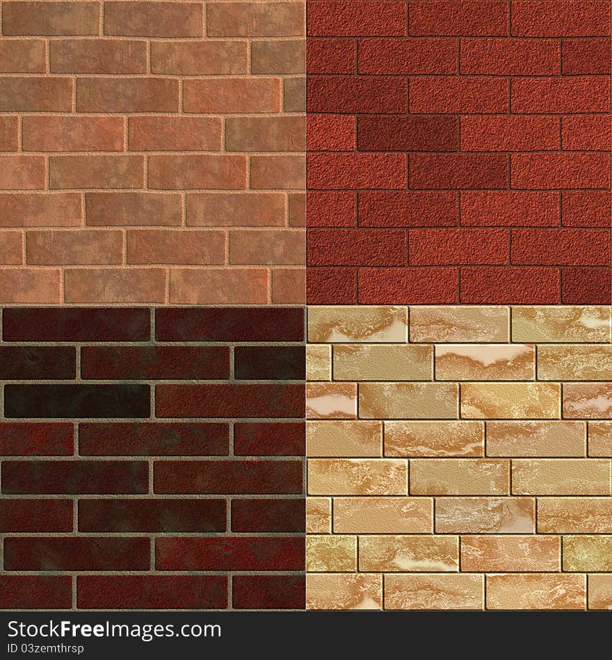 4 seamless brick wall textures with tiny white seperation left intentionaly in the photo to enable easy edit in any image editor by cropping. you can tile it seamlessly. 4 seamless brick wall textures with tiny white seperation left intentionaly in the photo to enable easy edit in any image editor by cropping. you can tile it seamlessly