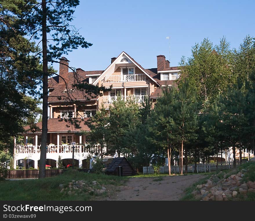 Cottage in a pine forest