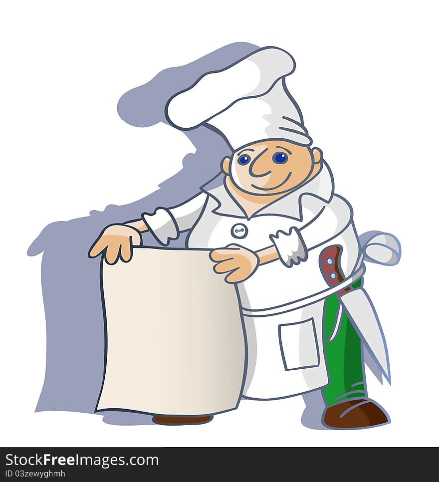 The cook holds a napkin on which it is possible to write the text of the menu