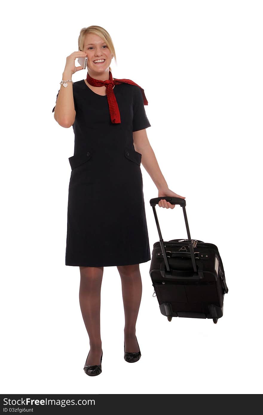 Flight attendant going to work