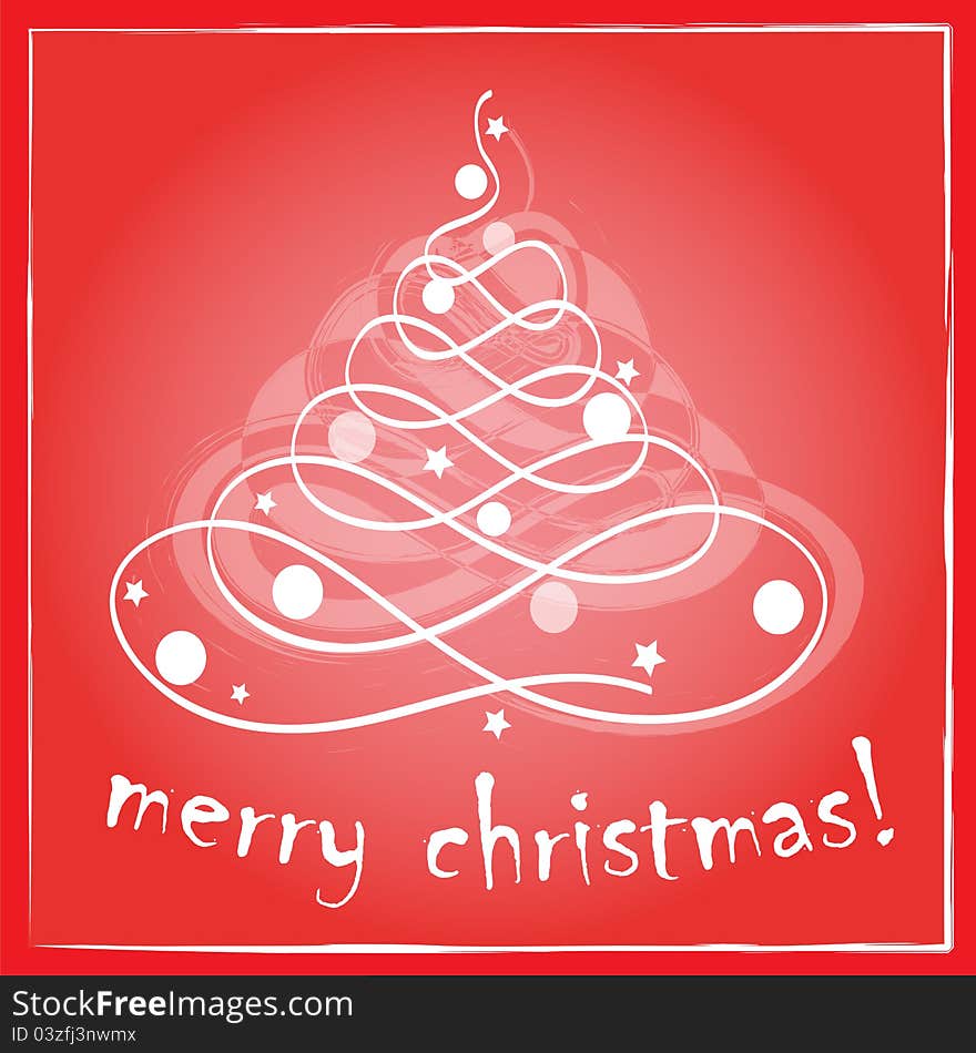 Stylized xmas tree on red background. Vector illustration. Stylized xmas tree on red background. Vector illustration.