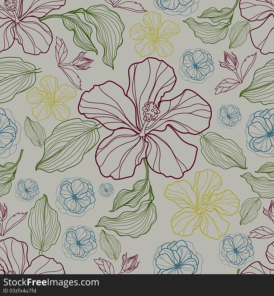 Vector seamless vintage floral botany pattern. Vector seamless vintage floral botany pattern