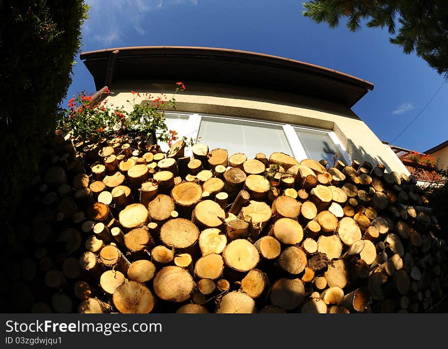 Supply of wood in a family house. Supply of wood in a family house